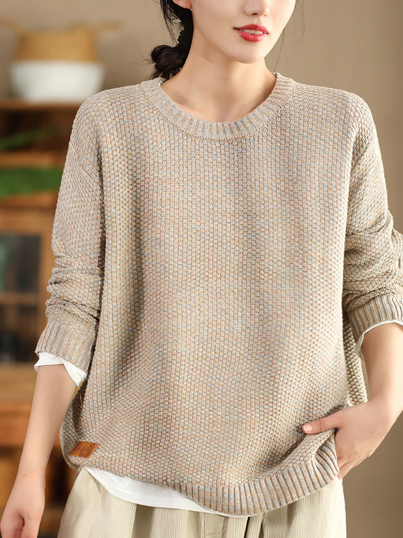 Autumn O-neck Loose Knit Sweater Wg004