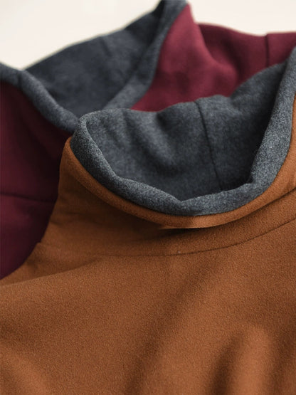 Autumn Warm Colorblock Turtleneck Sweatshirt Wg010