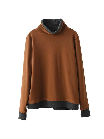 Autumn Warm Colorblock Turtleneck Sweatshirt Wg010