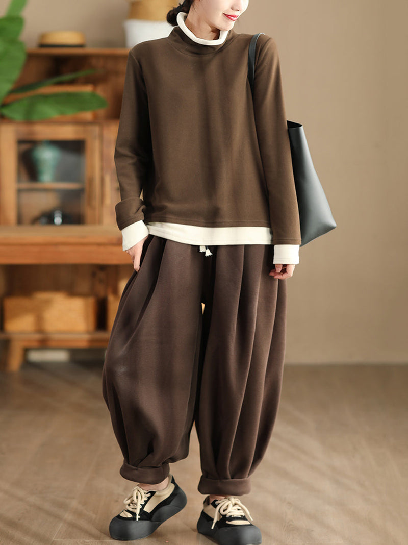 Autumn Warm Colorblock Turtleneck Sweatshirt Wg010
