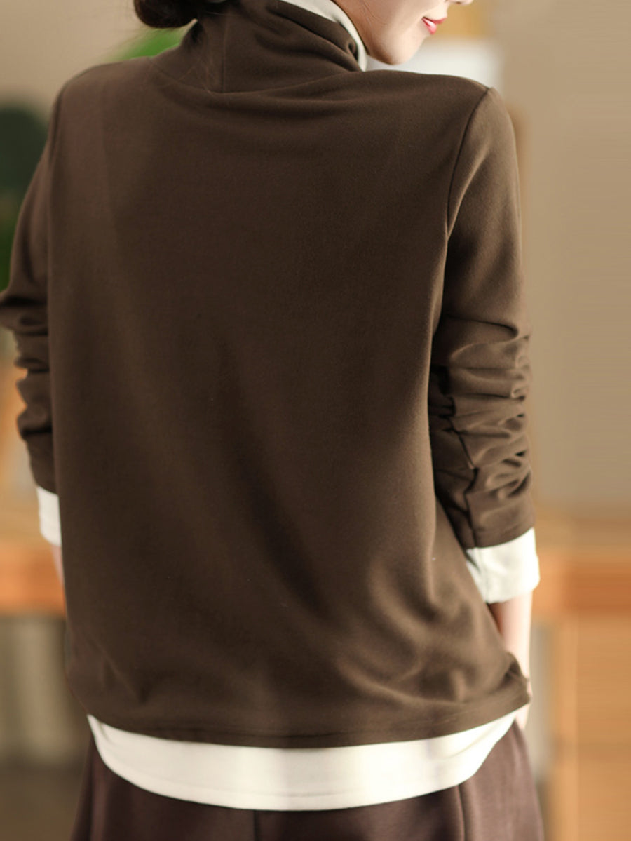 Autumn Warm Colorblock Turtleneck Sweatshirt Wg010