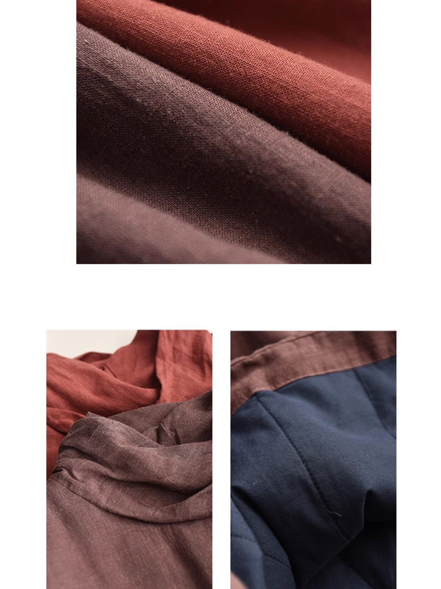 Autumn Turtleneck Linen Padded Coat Wg012