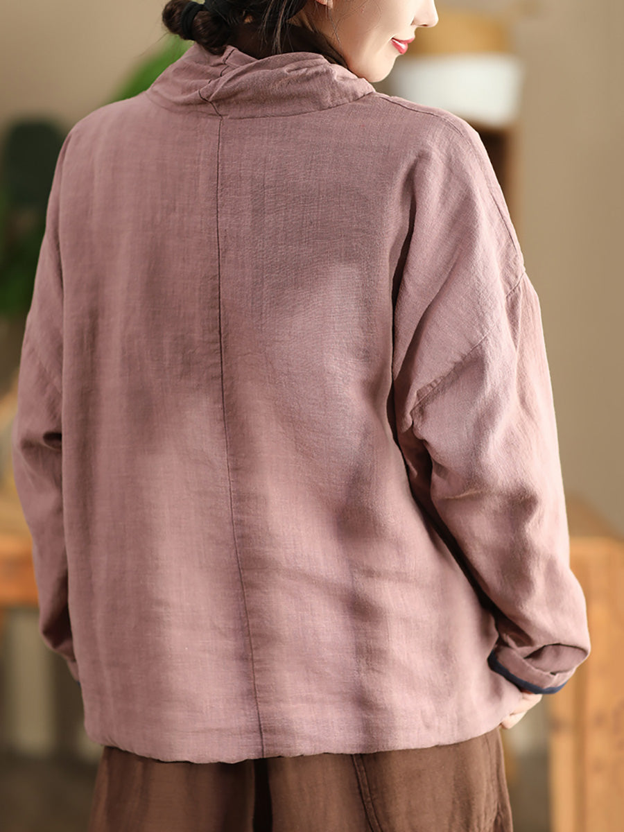 Autumn Turtleneck Linen Padded Coat Wg012