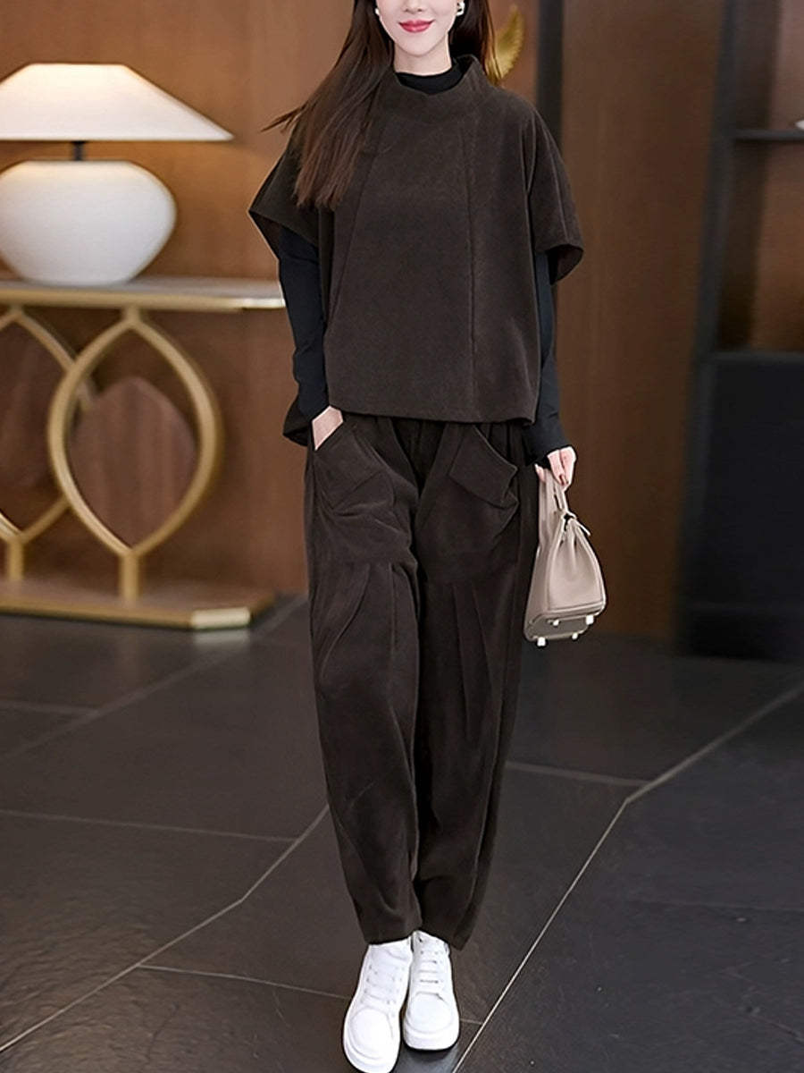 Autumn O-neck Short Shirt and Pants Qn030