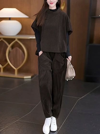 Autumn O-neck Short Shirt and Pants Qn030