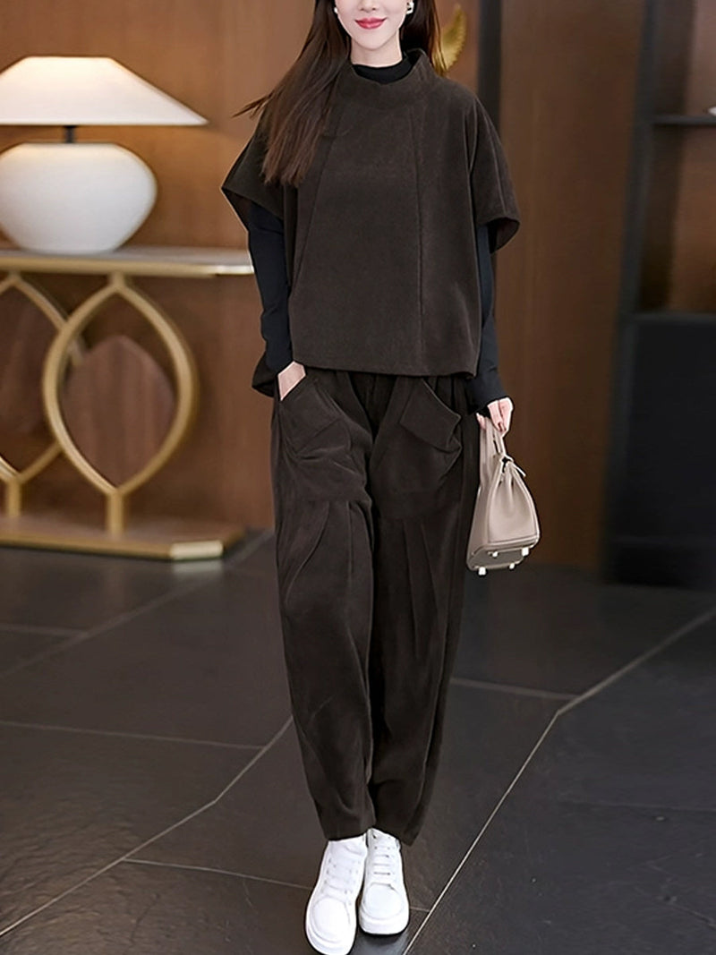 Autumn O-neck Short Shirt and Pants Qn030