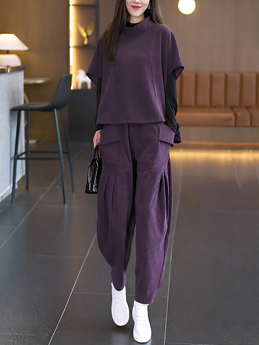 Autumn O-neck Short Shirt and Pants Qn030