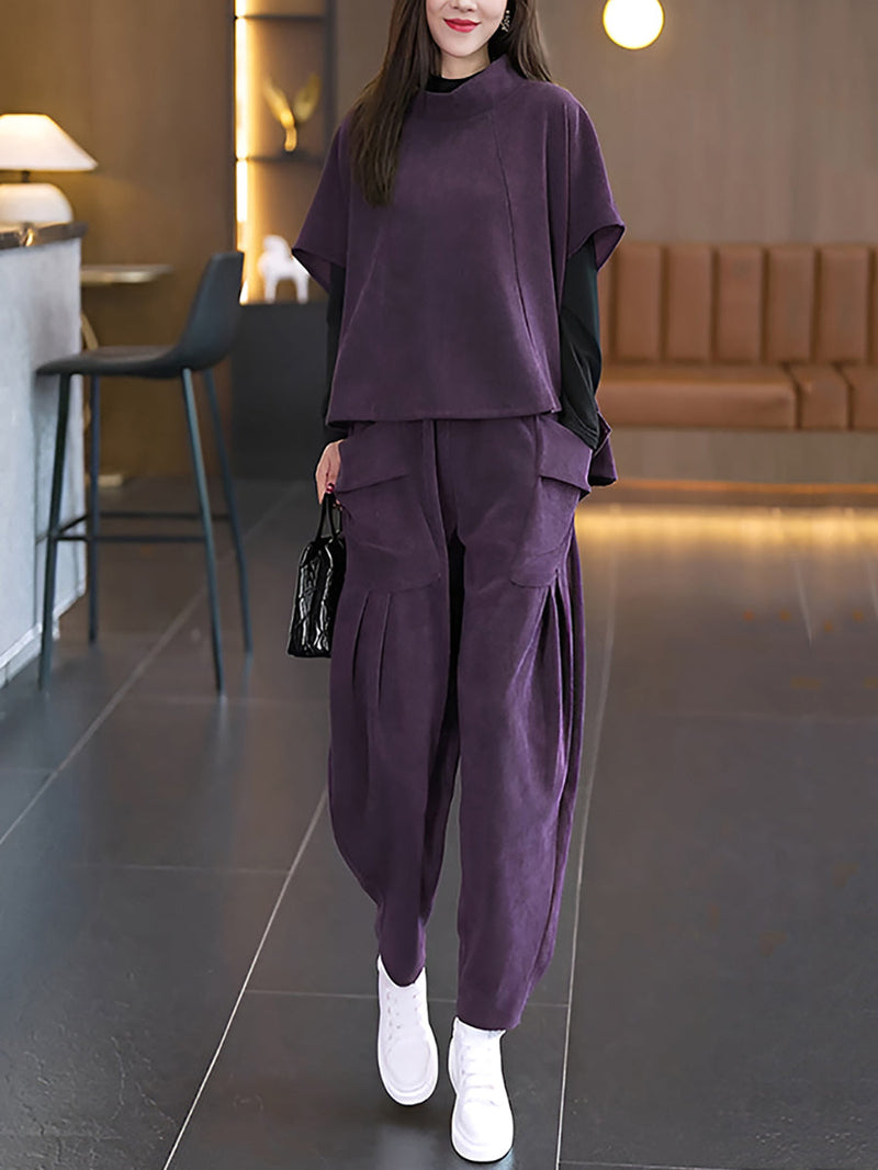 Autumn O-neck Short Shirt and Pants Qn030