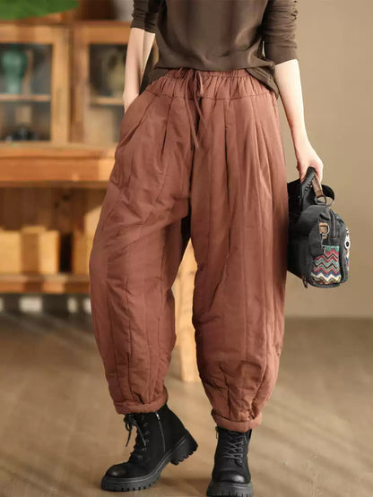 Winter Spliced Padded Harem Pants Qn019