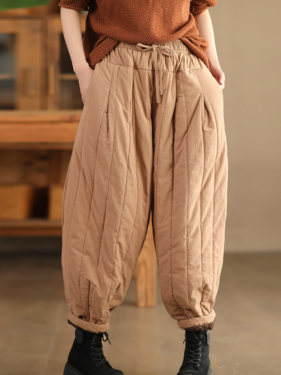 Winter Spliced Padded Harem Pants Qn019