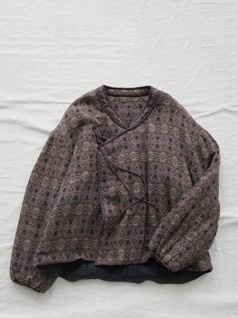 Autumn Retro Buttoned Flower Stand Collar Cotton Coat Qn029