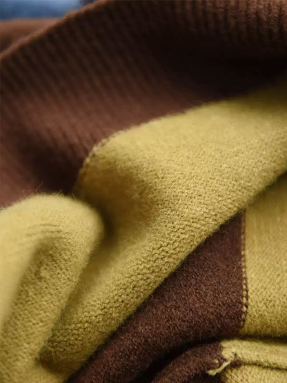 Autumn Stripe O-neck Knit Sweater Qn009