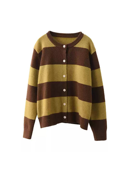 Autumn Stripe O-neck Knit Sweater Qn009