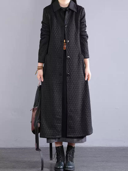 Winter Retro Warm Fleece-lined Long Coat Qm023