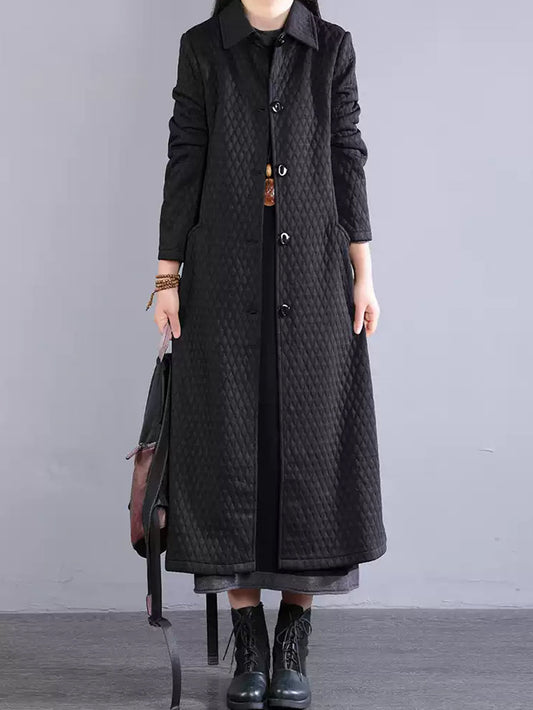 Winter Retro Warm Fleece-lined Long Coat Qm023
