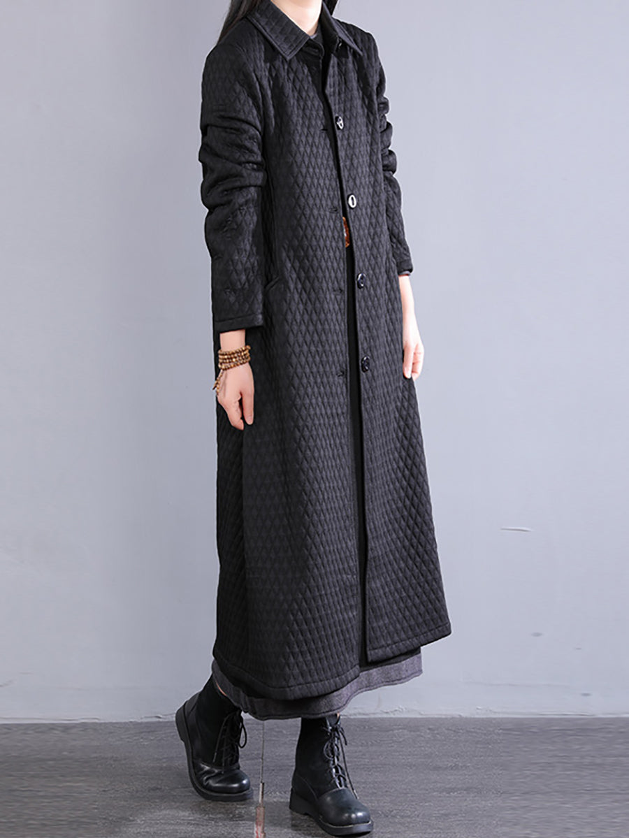 Winter Retro Warm Fleece-lined Long Coat Qm023