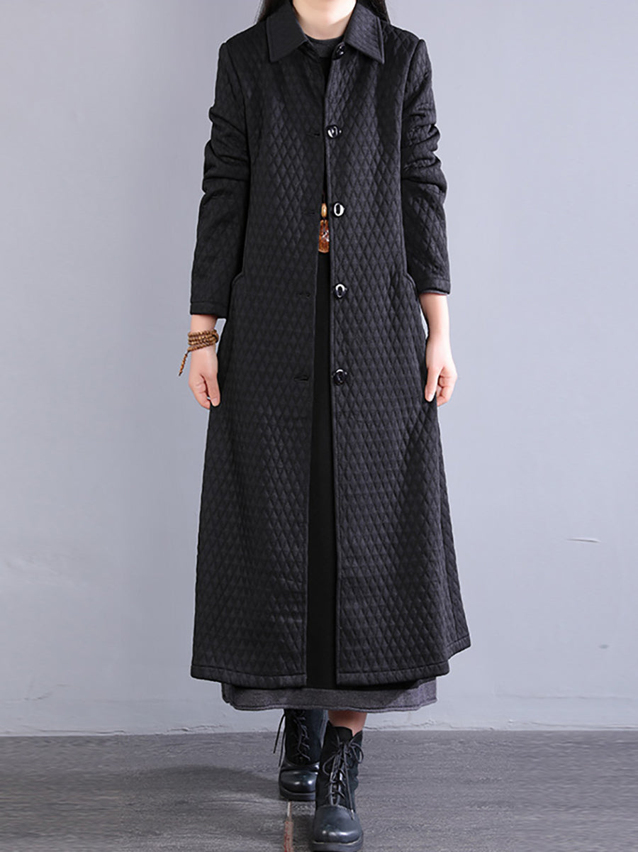Winter Retro Warm Fleece-lined Long Coat Qm023