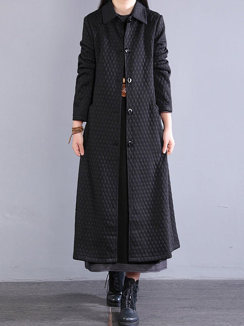 Winter Retro Warm Fleece-lined Long Coat Qm023