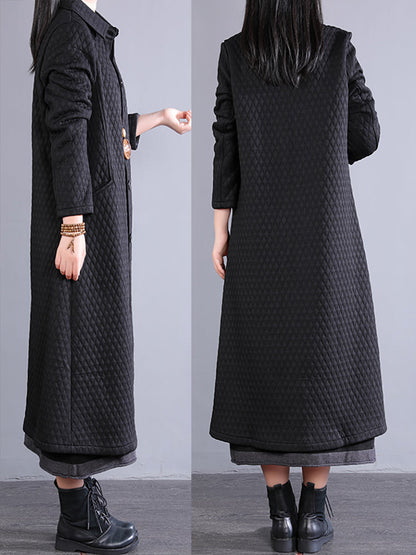 Winter Retro Warm Fleece-lined Long Coat Qm023