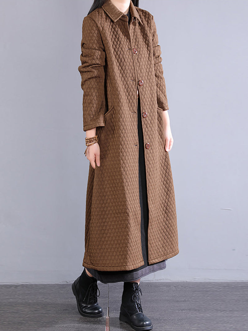 Winter Retro Warm Fleece-lined Long Coat Qm023