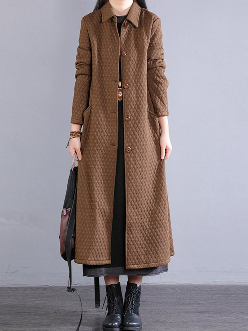 Winter Retro Warm Fleece-lined Long Coat Qm023