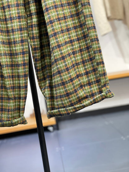 Winter Retro Plaid Cotton Wide-leg Pants Qm024