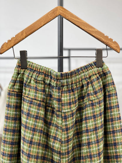 Winter Retro Plaid Cotton Wide-leg Pants Qm024