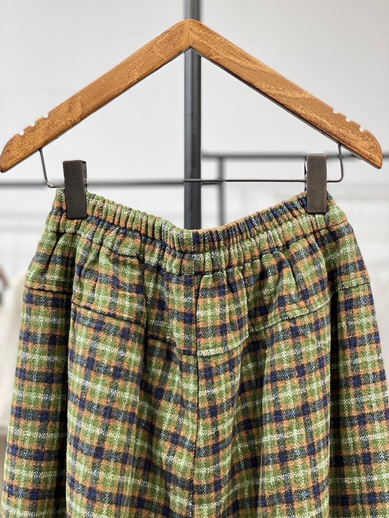 Winter Retro Plaid Cotton Wide-leg Pants Qm024