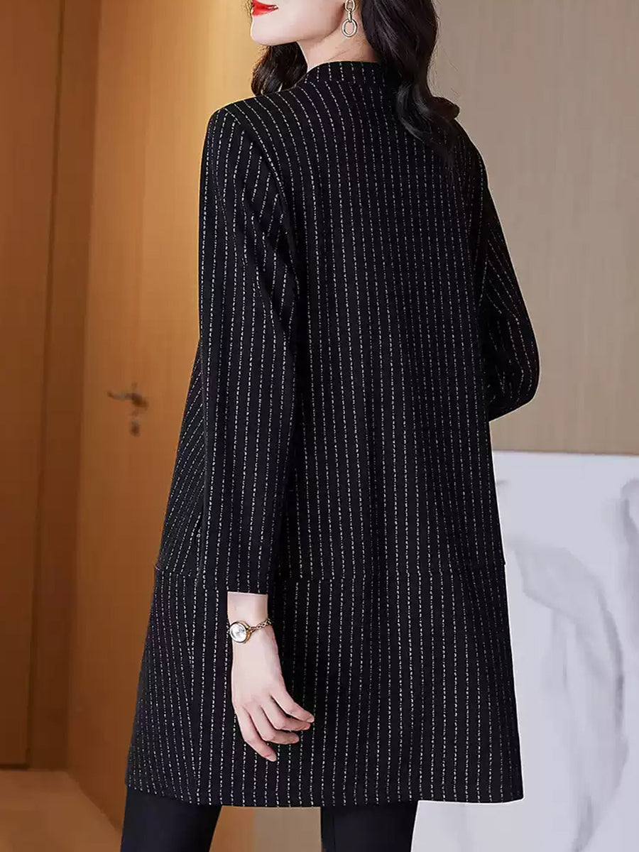 Autumn Stripe V-neck Mini Dress Qm032