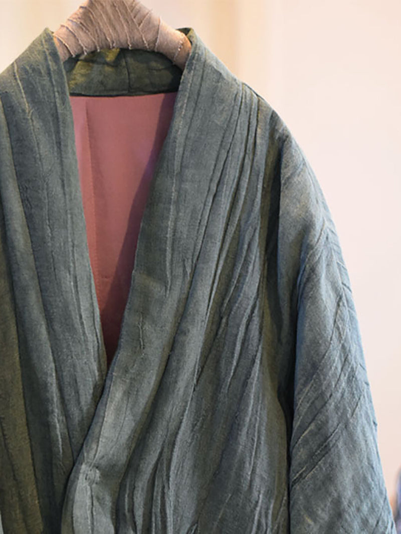 Winter Pocket Linen Padded Coat Qm011