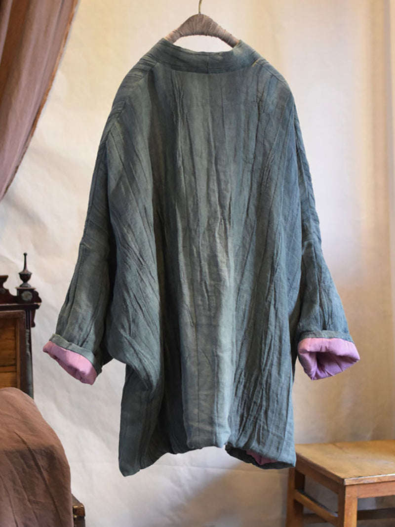 Winter Pocket Linen Padded Coat Qm011