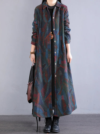 Winter Colorblock 100%cotton Long Coat Qm015