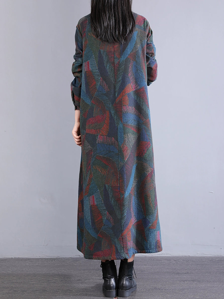 Winter Colorblock 100%cotton Long Coat Qm015