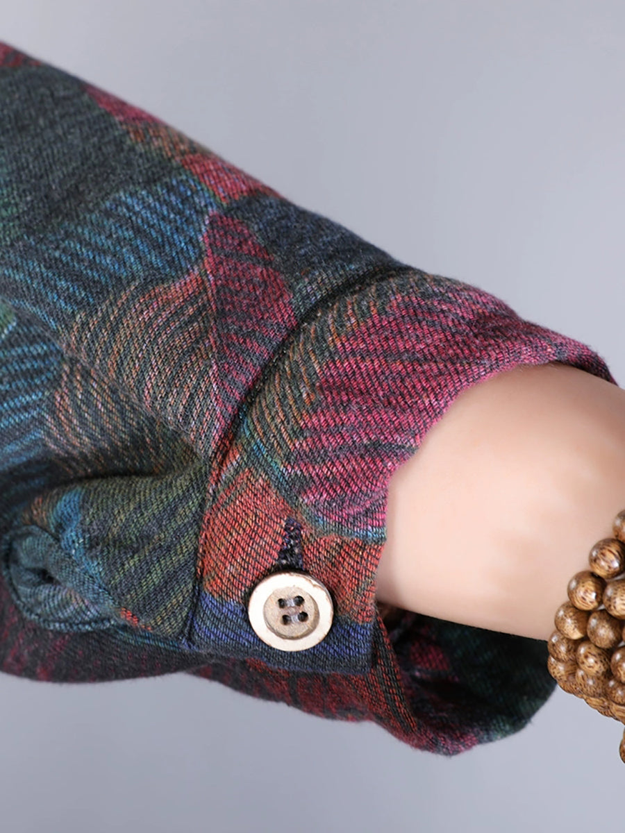 Winter Colorblock 100%cotton Long Coat Qm015