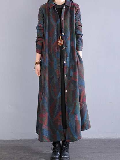 Winter Colorblock 100%cotton Long Coat Qm015