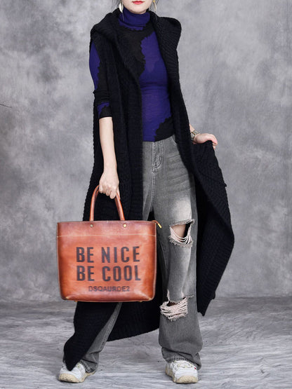Autumn Artsy Knit Cardigan Hooded Vest Coat Qm008