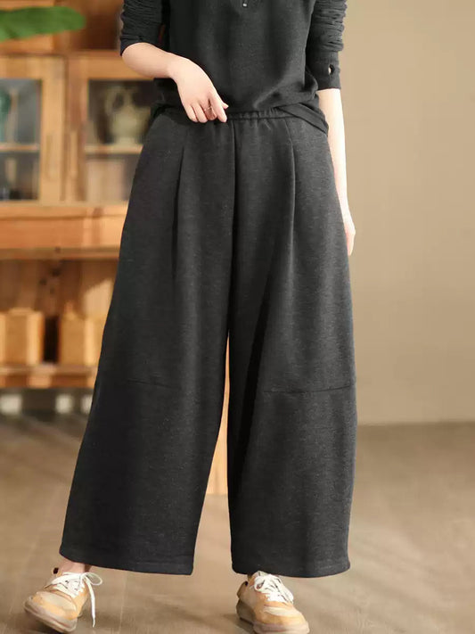 Winter Fleece-lined Wide-leg Pants Wu006