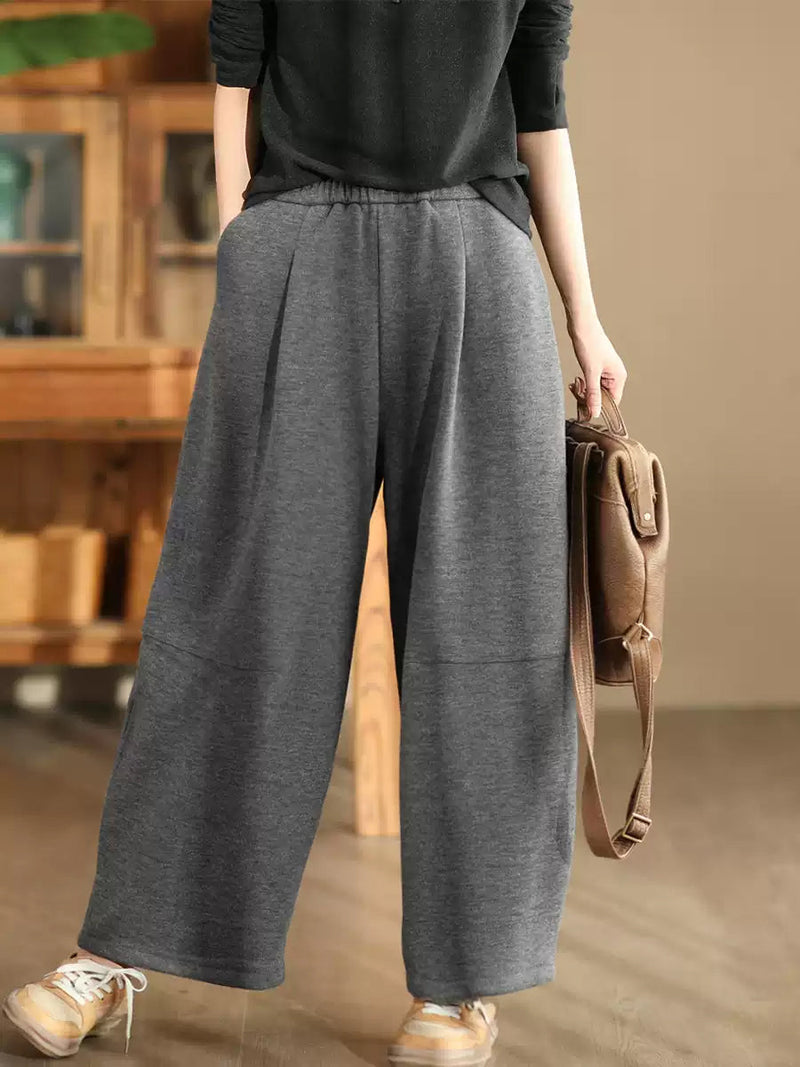 Winter Fleece-lined Wide-leg Pants Wu006