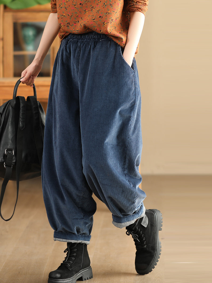 Winter Retro Corduroy Padded Cotton Harem Pants Wu004