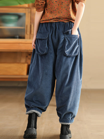 Winter Retro Corduroy Padded Cotton Harem Pants Wu004