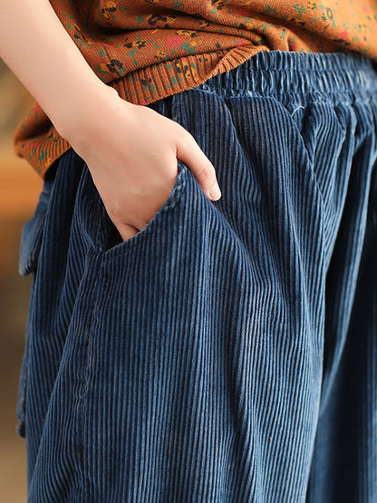 Winter Retro Corduroy Padded Cotton Harem Pants Wu004