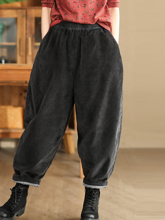 Winter Retro Corduroy Padded Cotton Harem Pants Wu004