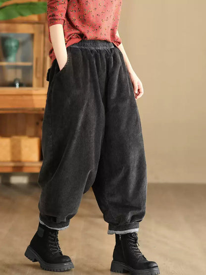 Winter Retro Corduroy Padded Cotton Harem Pants Wu004