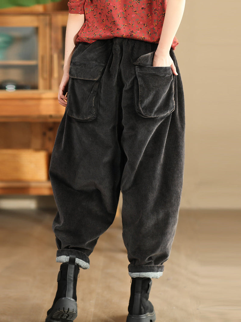 Winter Retro Corduroy Padded Cotton Harem Pants Wu004