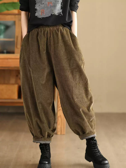 Winter Retro Corduroy Padded Cotton Harem Pants Wu004
