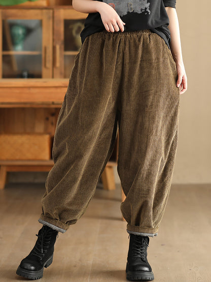 Winter Retro Corduroy Padded Cotton Harem Pants Wu004