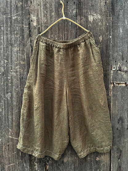 Autumn Retro Linen Wide-leg Pants Wu001