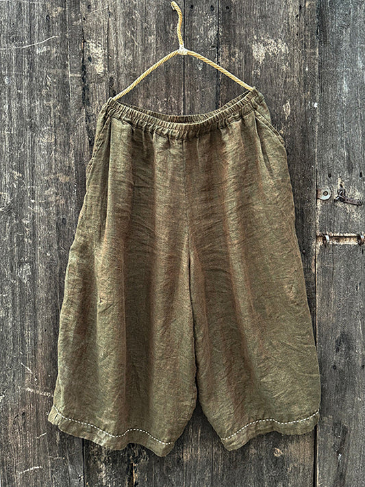 Autumn Retro Linen Wide-leg Pants Wu001