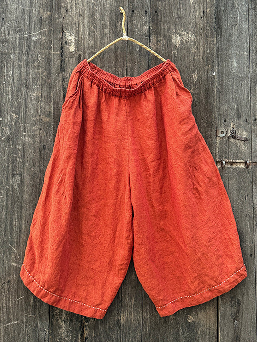 Autumn Retro Linen Wide-leg Pants Wu001