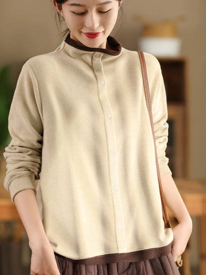 Winter Colorblock Half-turtleneck Sweatshirt Wu015